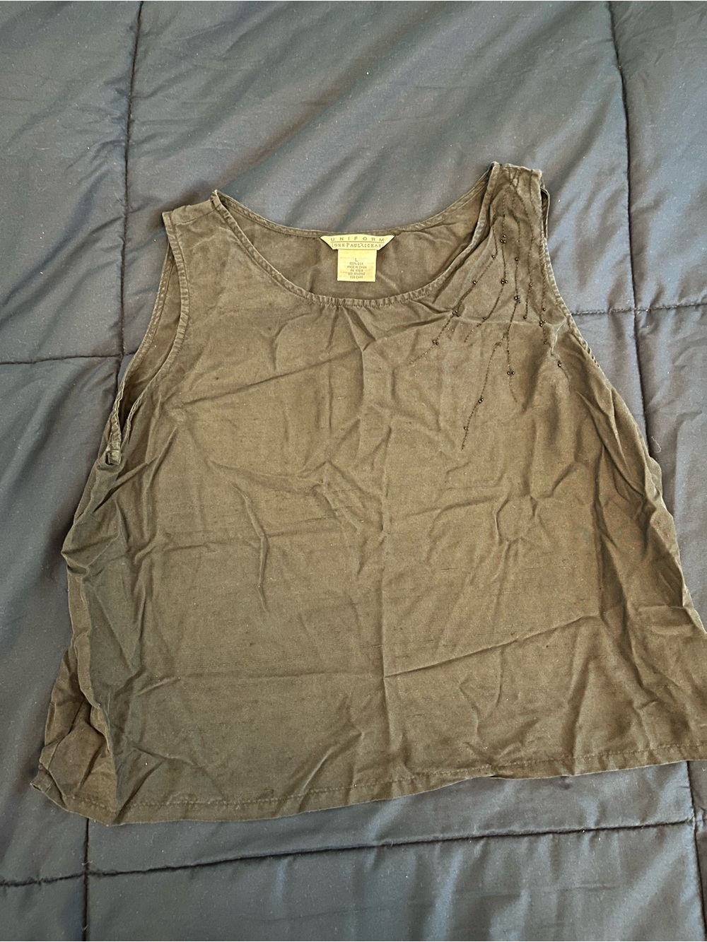 John Paul Richard Black Beaded Shoulder Tank